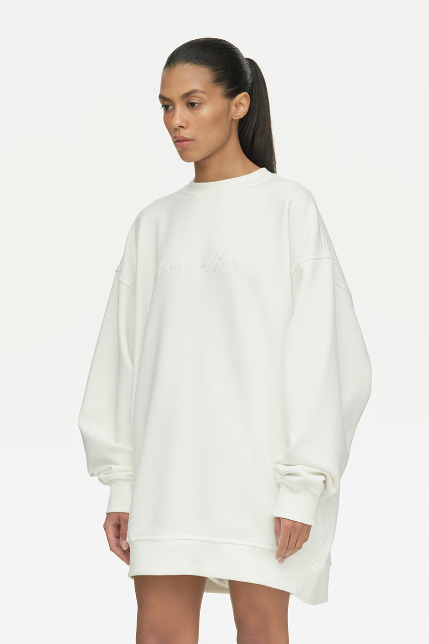 White Embroidered Sweatshirt