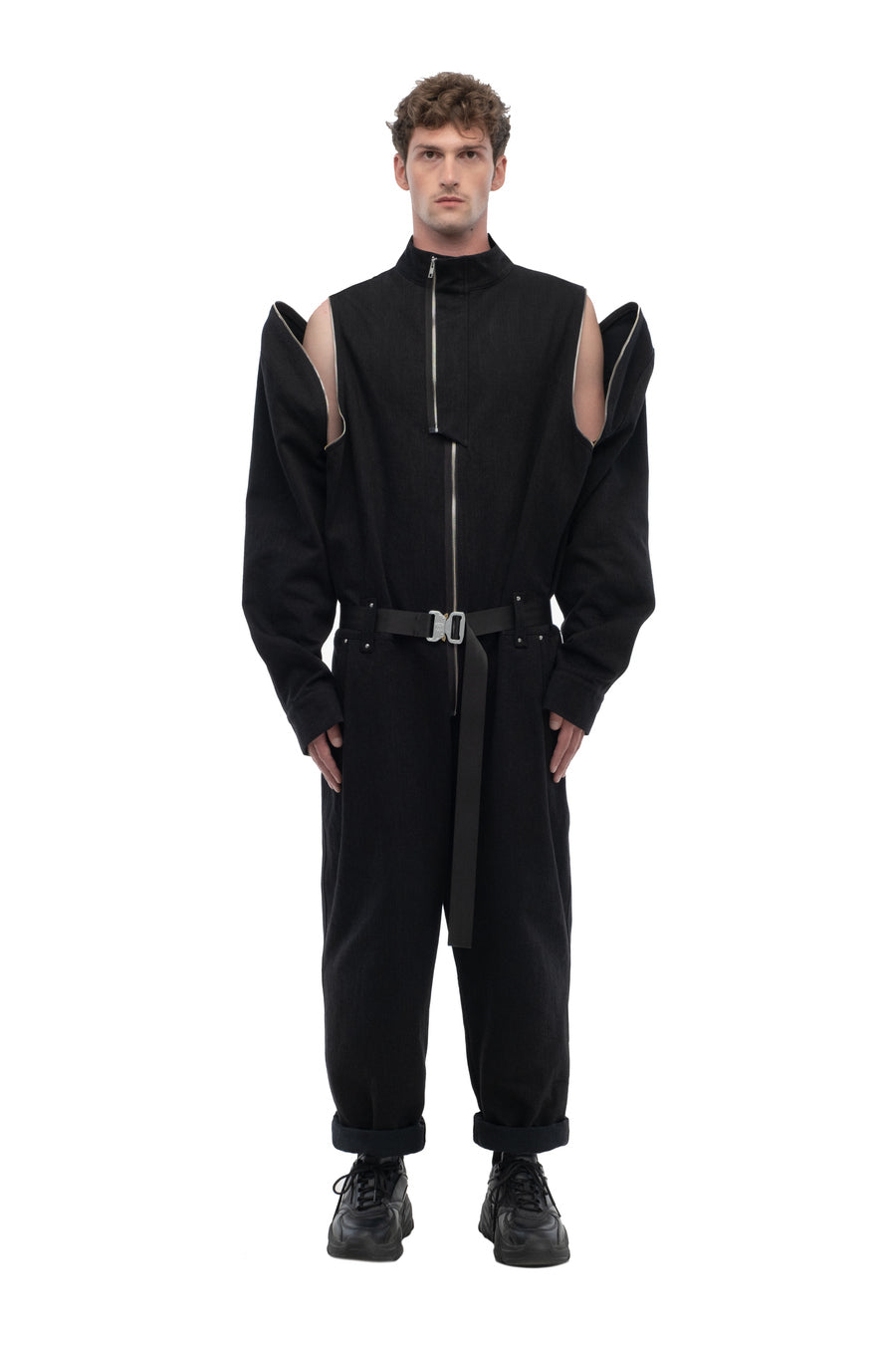 Black Zip-Sleeve Jumpsuit