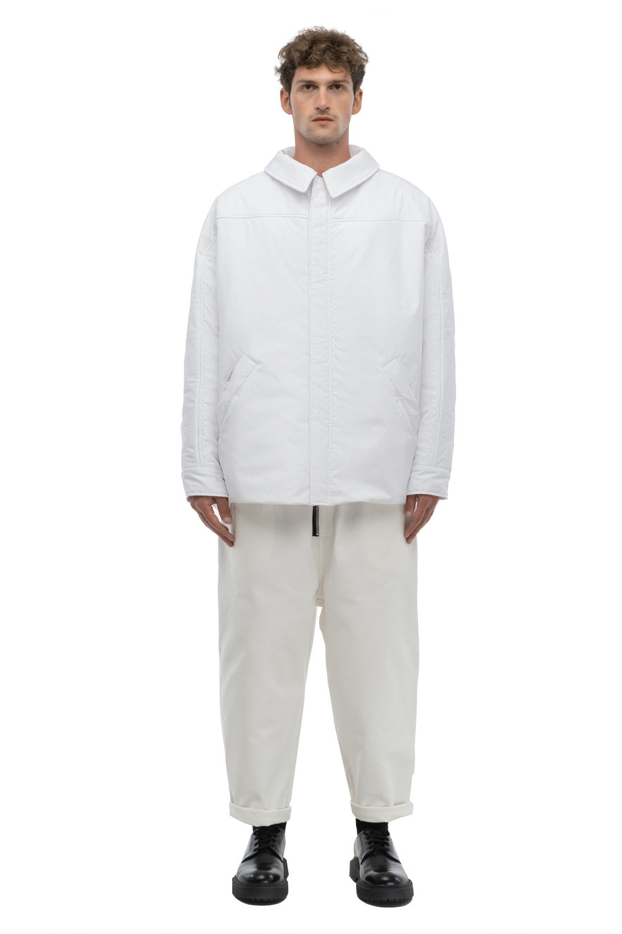 White Zip-Up Shirt Jacket