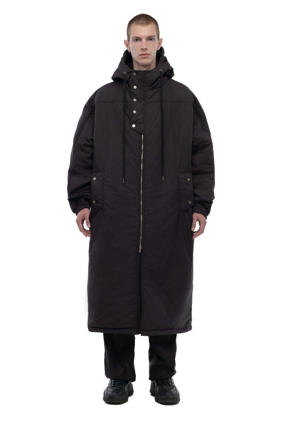 Black Oversized Hooded Long Coat
