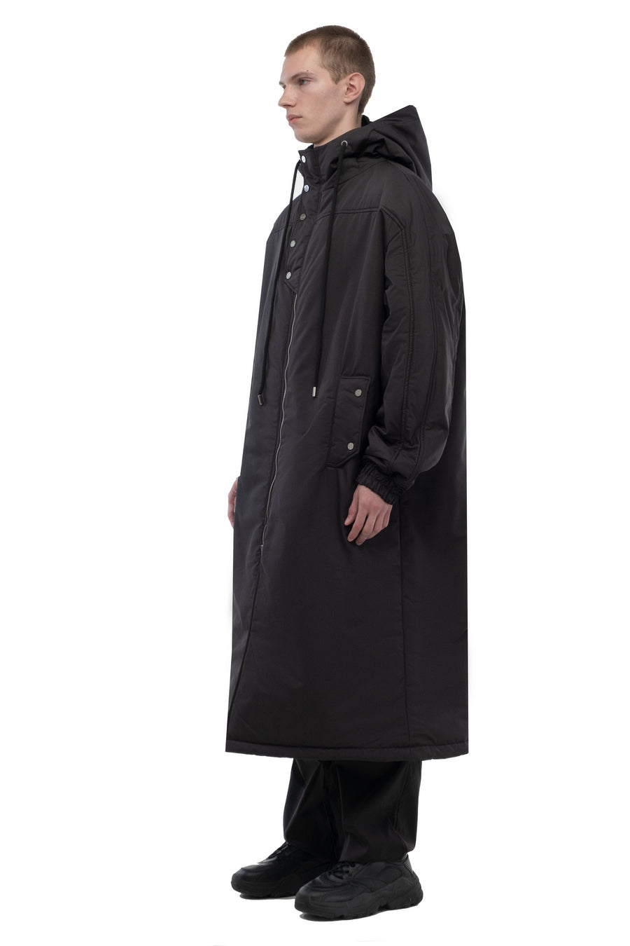 Black Oversized Hooded Long Coat