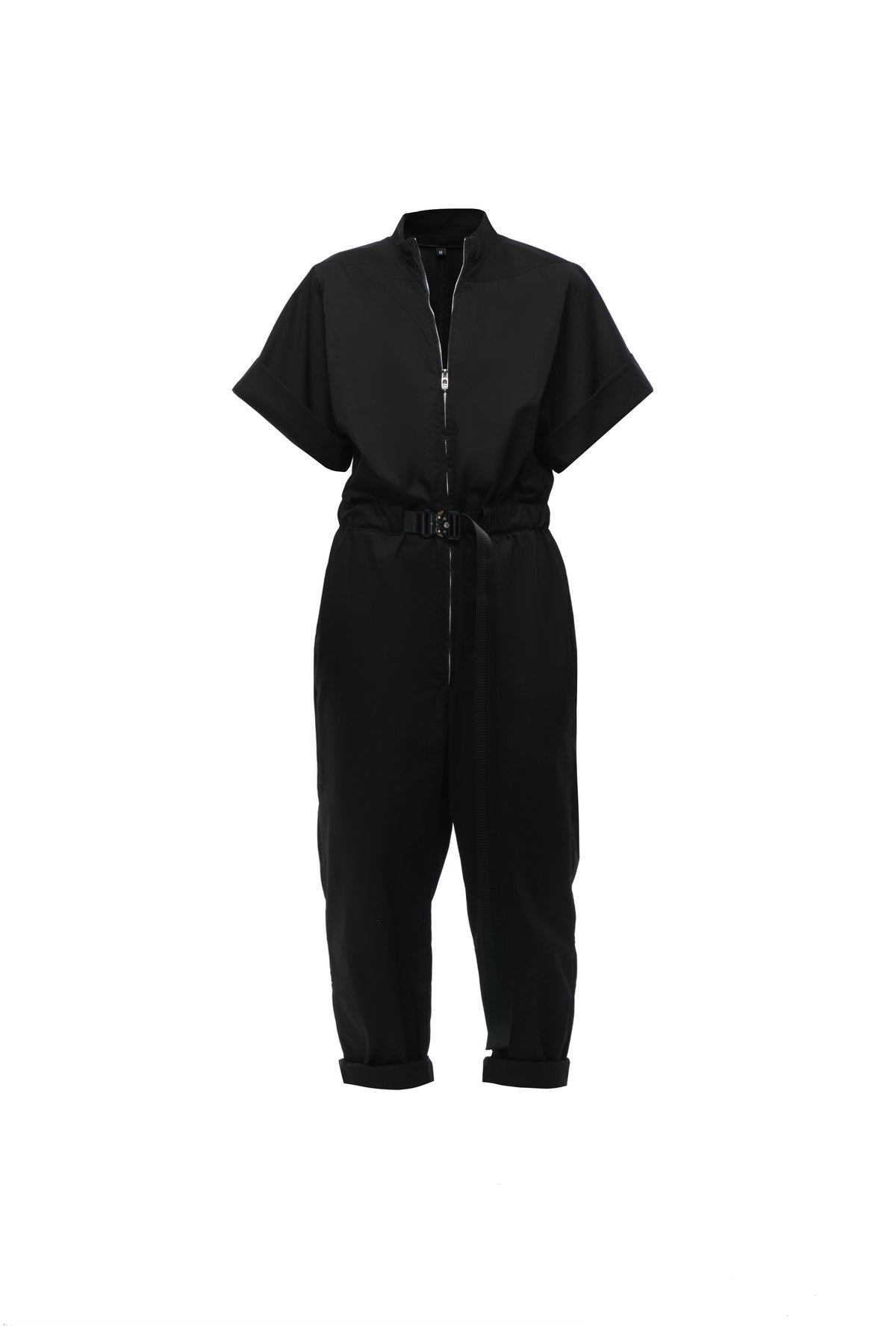 Black Short-Sleeve Jumpsuit