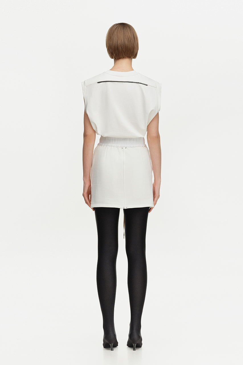 White Two-Pocket Miniskirt