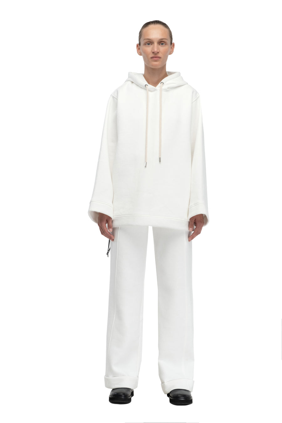 White Fleece Flared Trousers Tracksuit