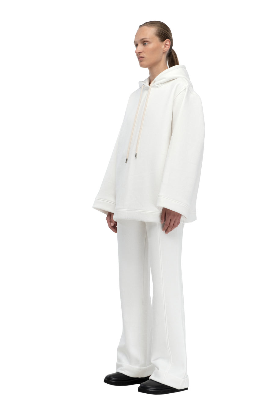 White Fleece Flared Trousers Tracksuit